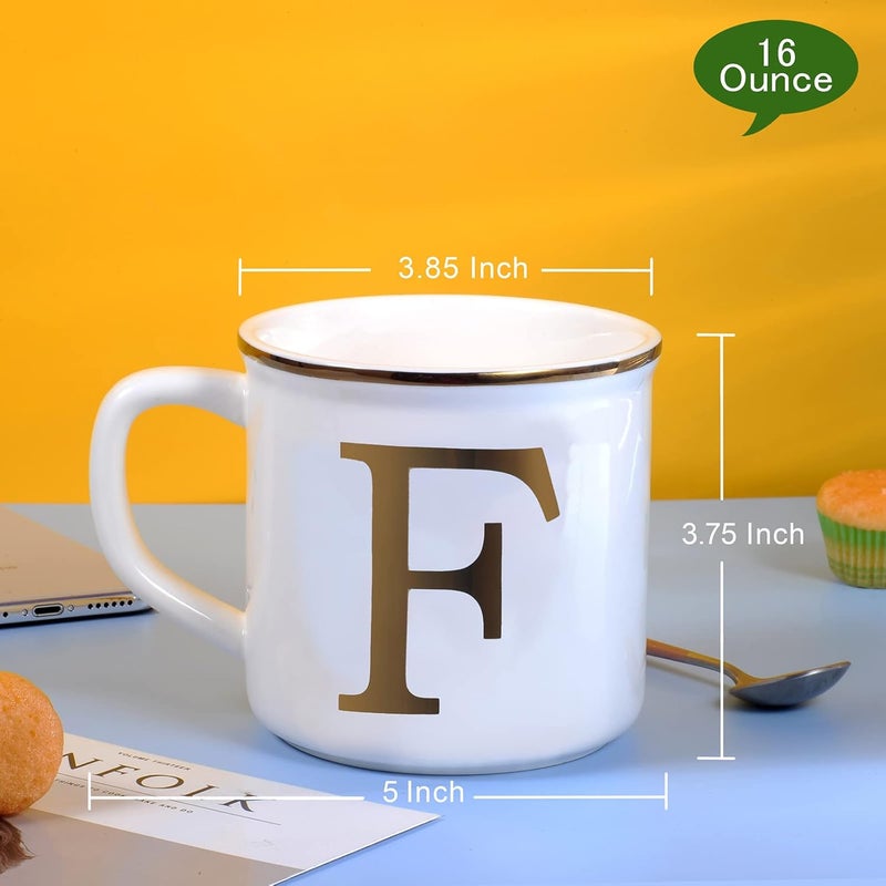 Miicol Ceramic Coffee Mug 16 oz, Monogram Coffee Cup, Golden Initial Tea Mug, Personalized Tea Cup, Unique Gift, Large Mug for Home, Office, Letter F - Image 2